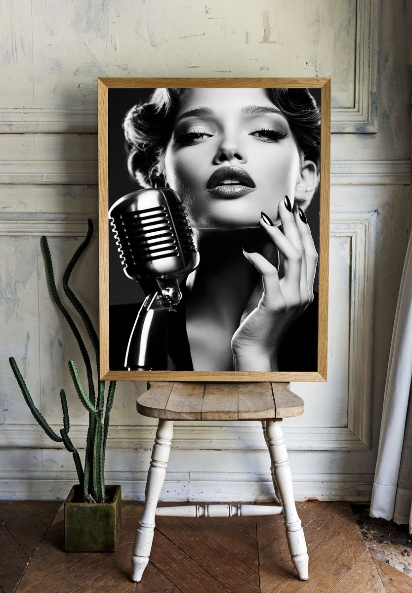 Vintage Jazz Singer Portrait Poster. — room view 1