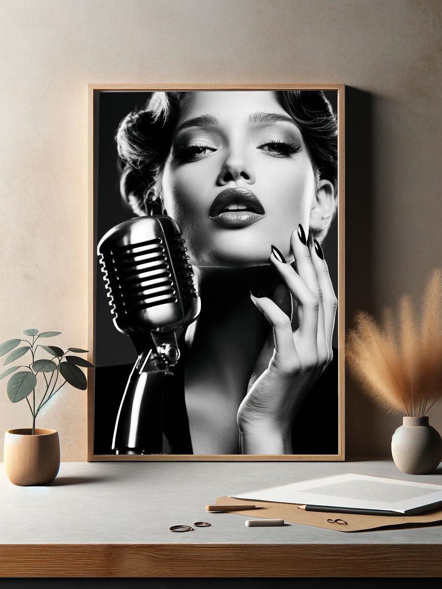 Vintage Jazz Singer Portrait Poster. — room view 2
