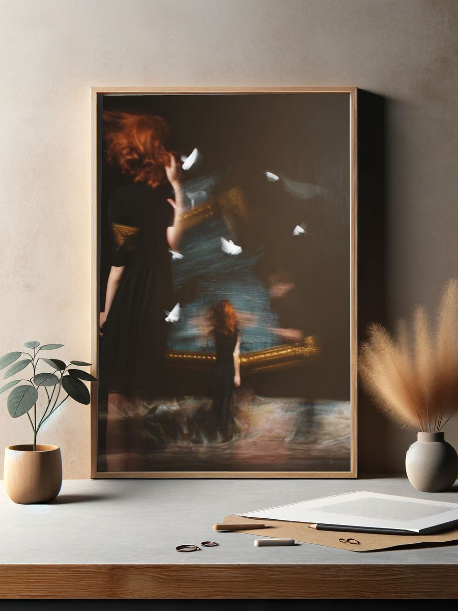 Dreamlike Woman in Motion Photography Poster. — room view 2