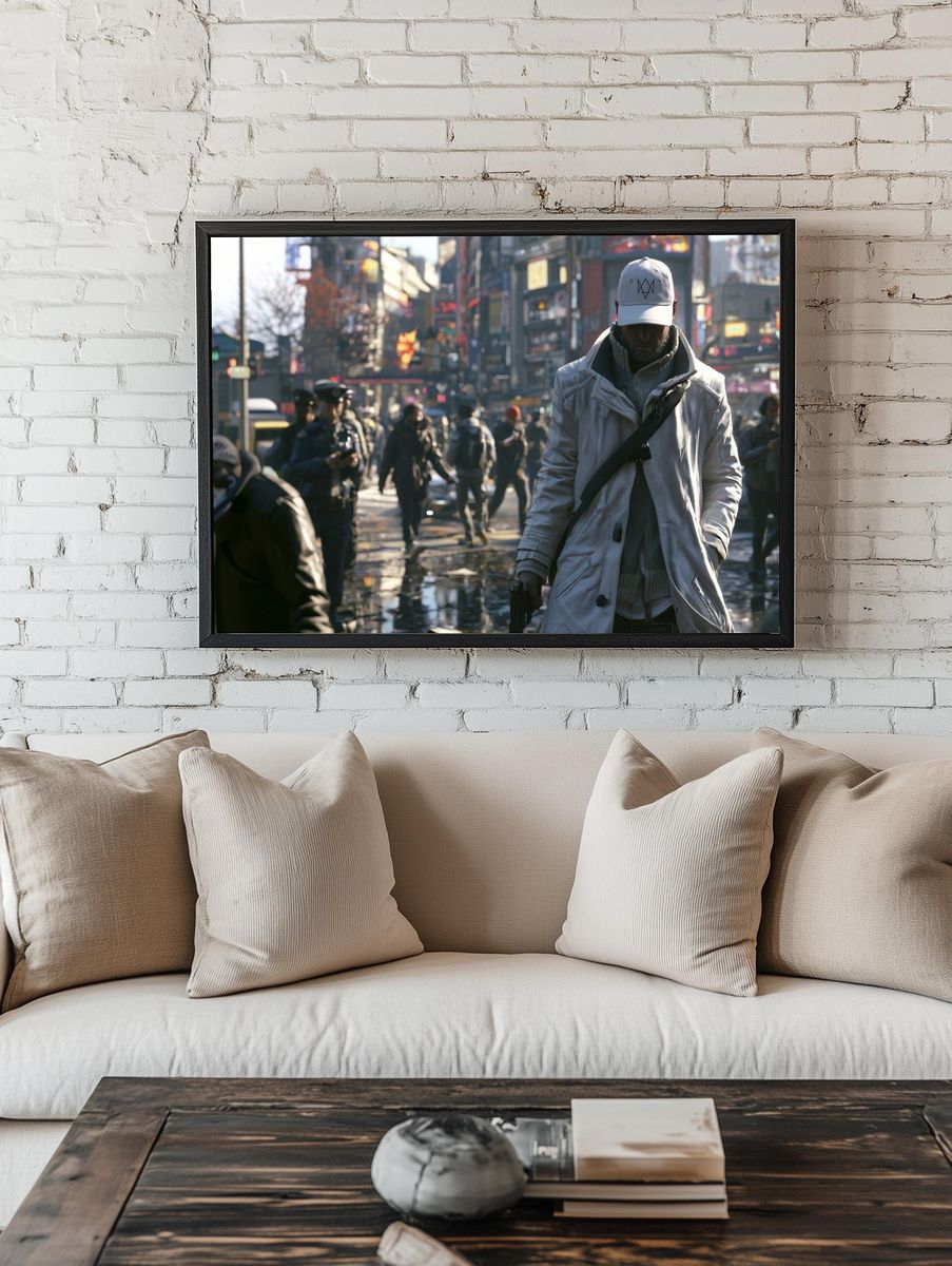 Rainy City Street Portrait Poster. room preview