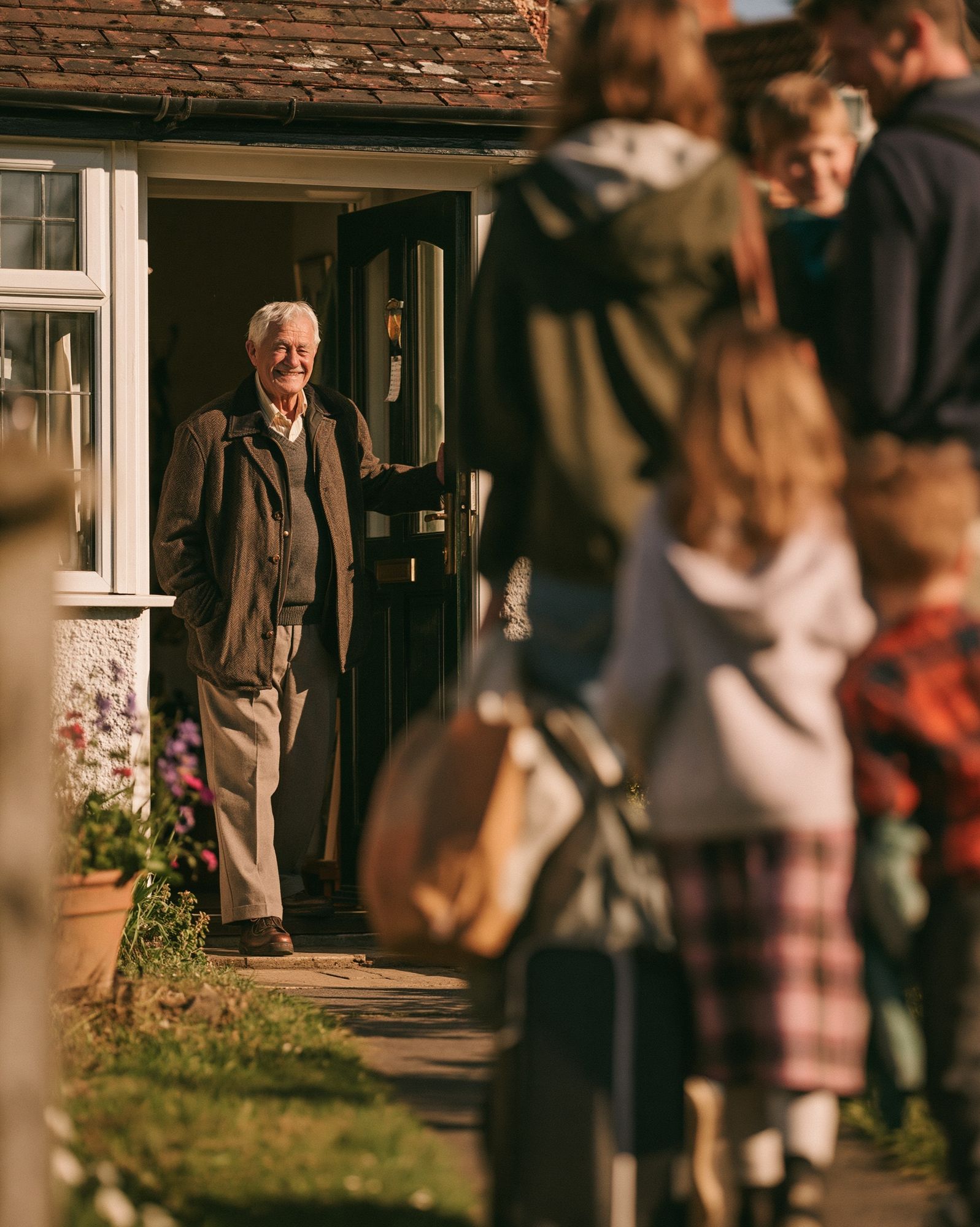Smiling Man at Door Photography Poster. poster — photography art