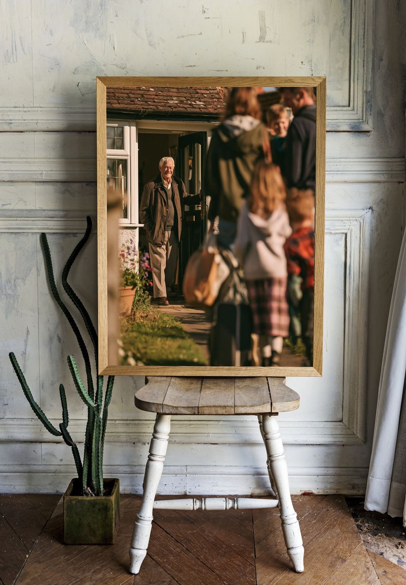 Smiling Man at Door Photography Poster. room preview