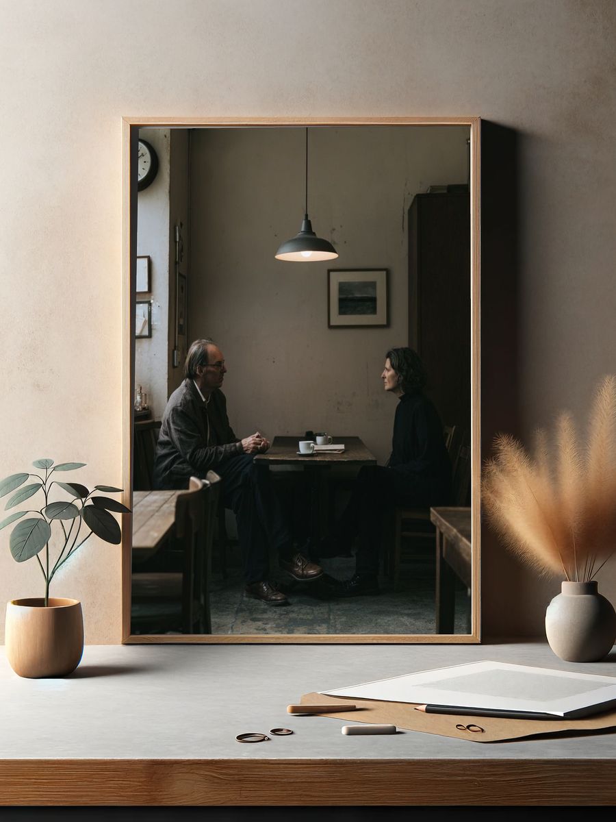 Quiet Café Conversation Photography Poster. — room view 2