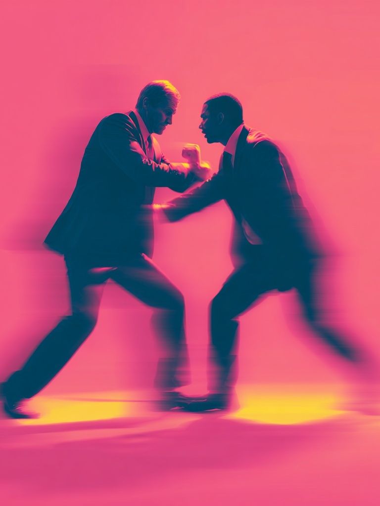 Neon Suit Duel Photography Poster. poster — photography art