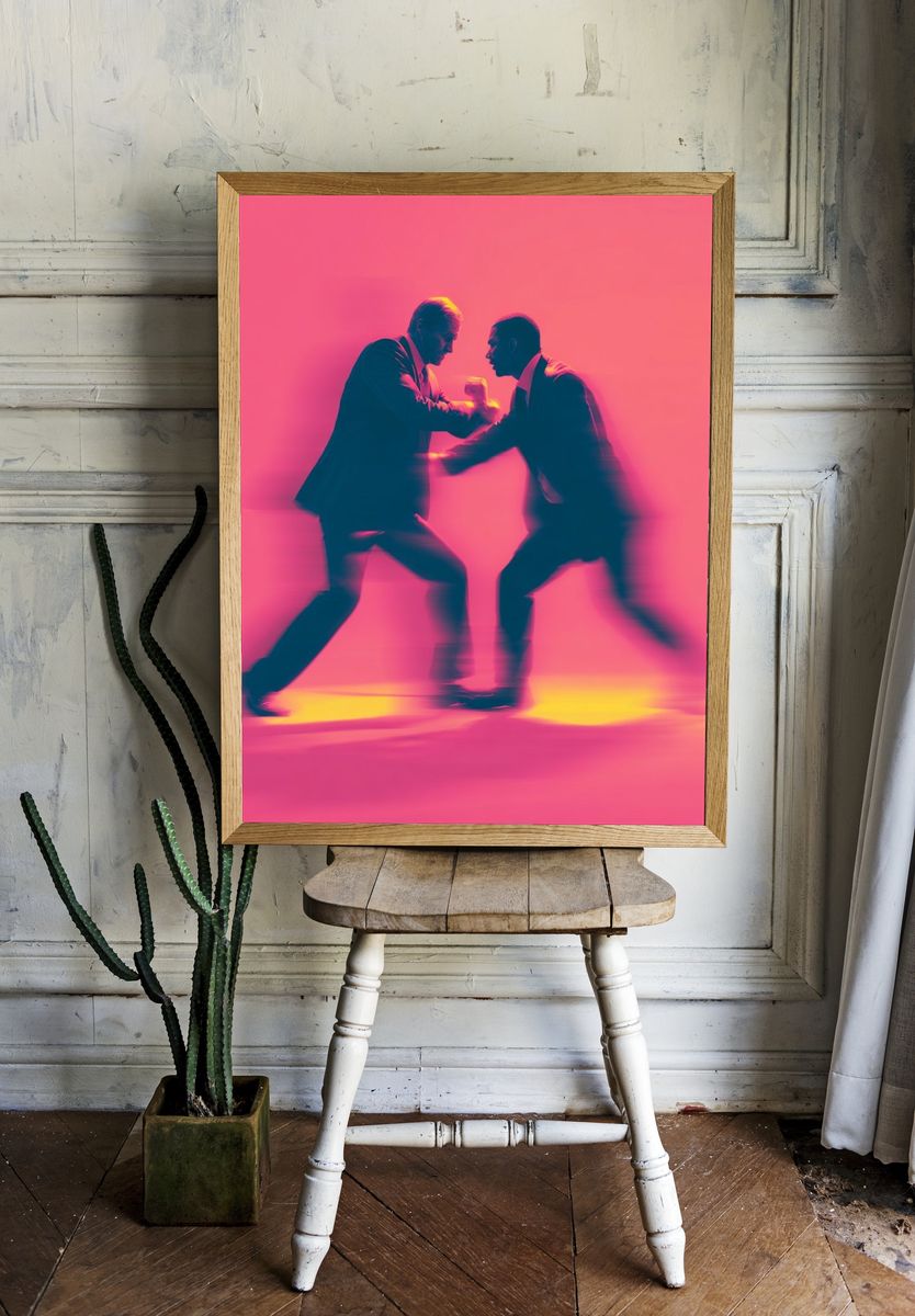 Neon Suit Duel Photography Poster. — room view 1