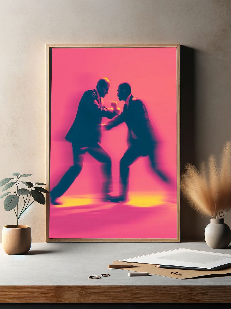 Neon Suit Duel Photography Poster. — room view 2
