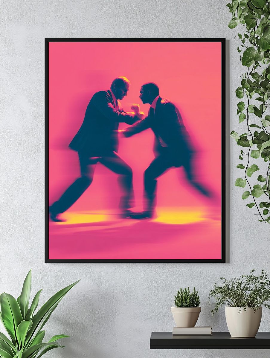 Neon Suit Duel Photography Poster. — room view 4