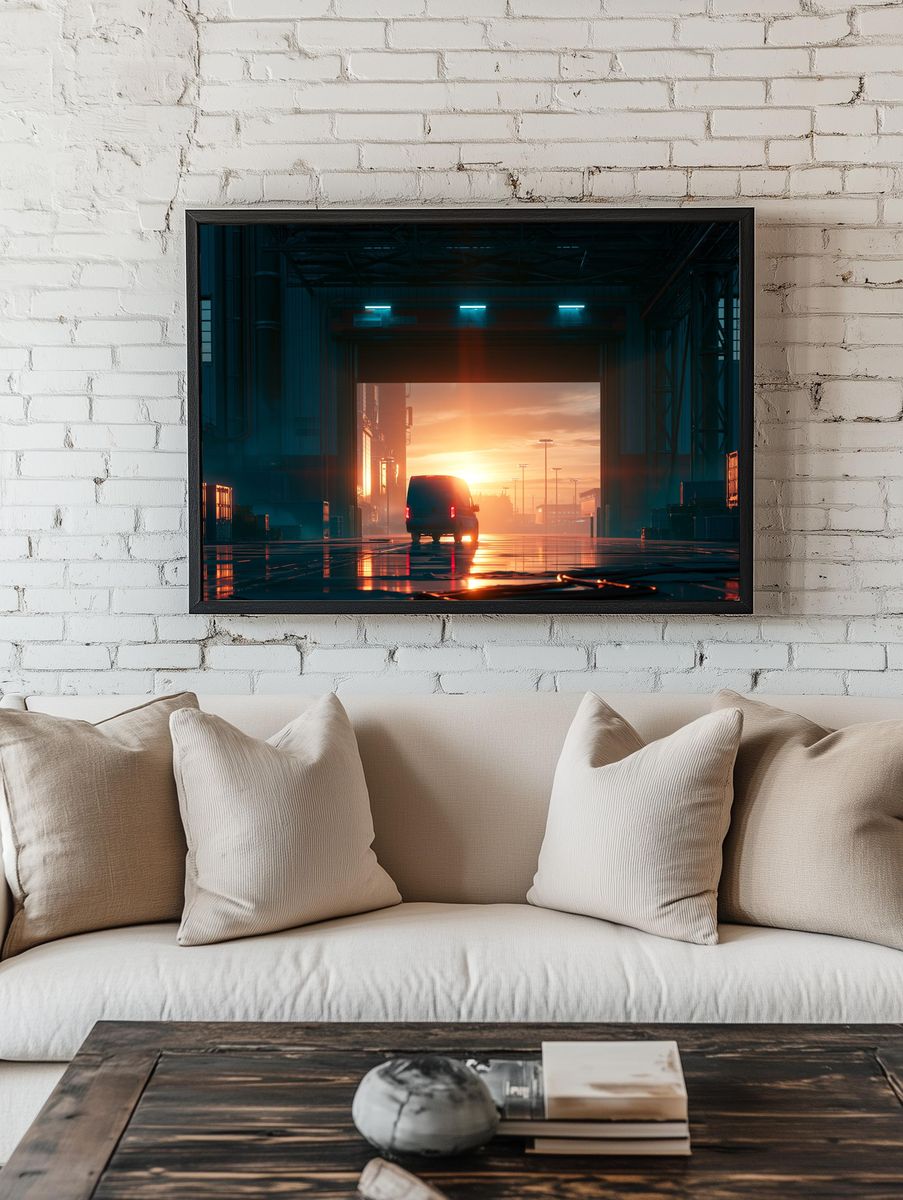 Industrial Sunset Van Photography Poster. room preview