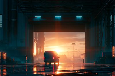 Industrial Sunset Van Photography Poster.