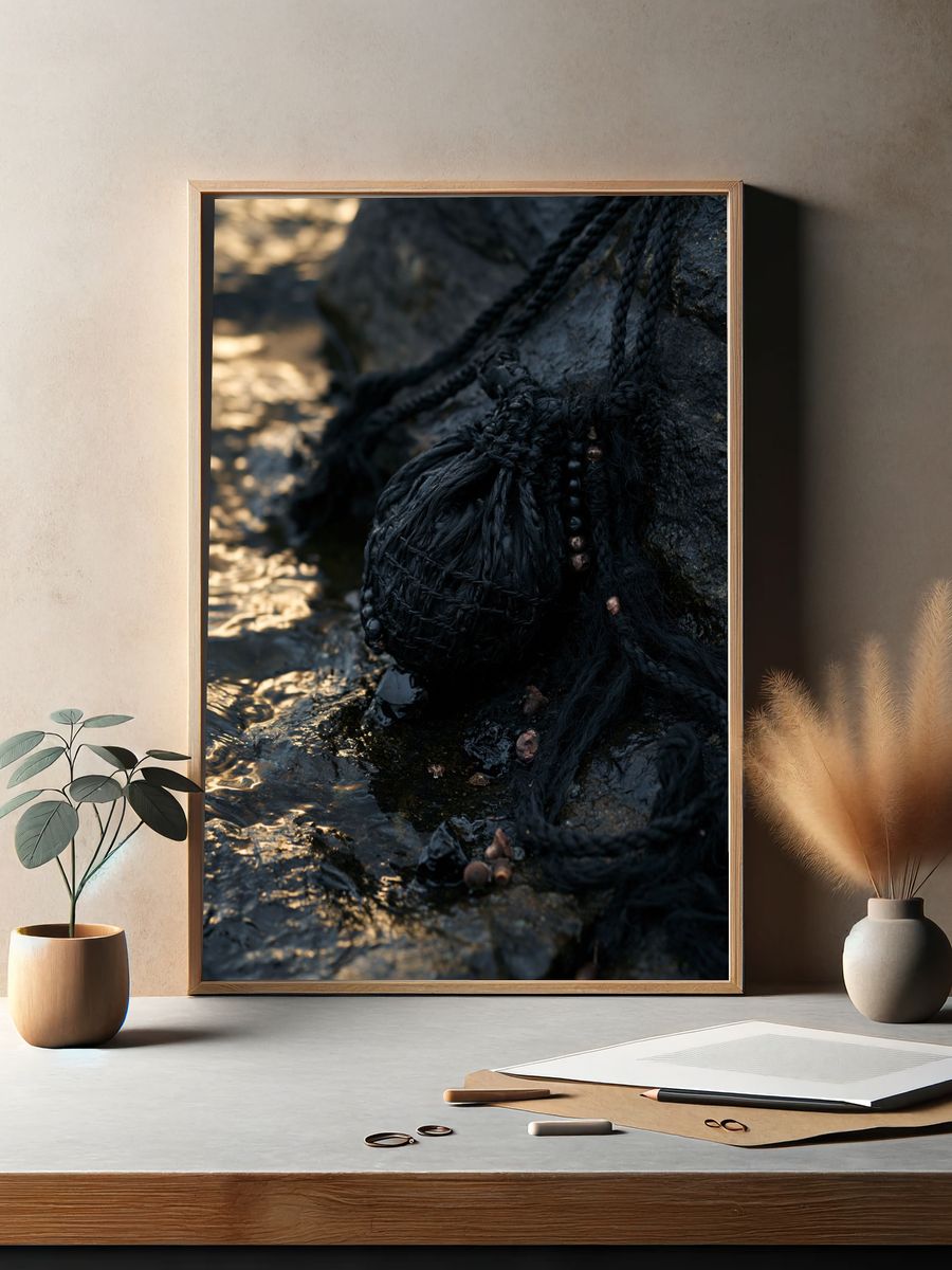 Black Rope Texture Photography Poster. — room view 2