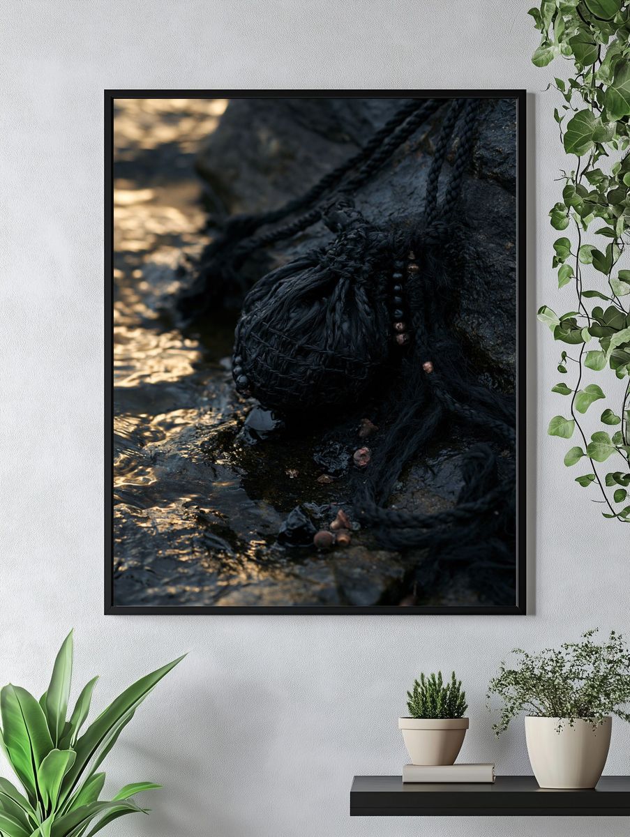 Black Rope Texture Photography Poster. — room view 4