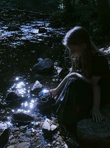 Girl by the Stream Photography Poster. poster detail