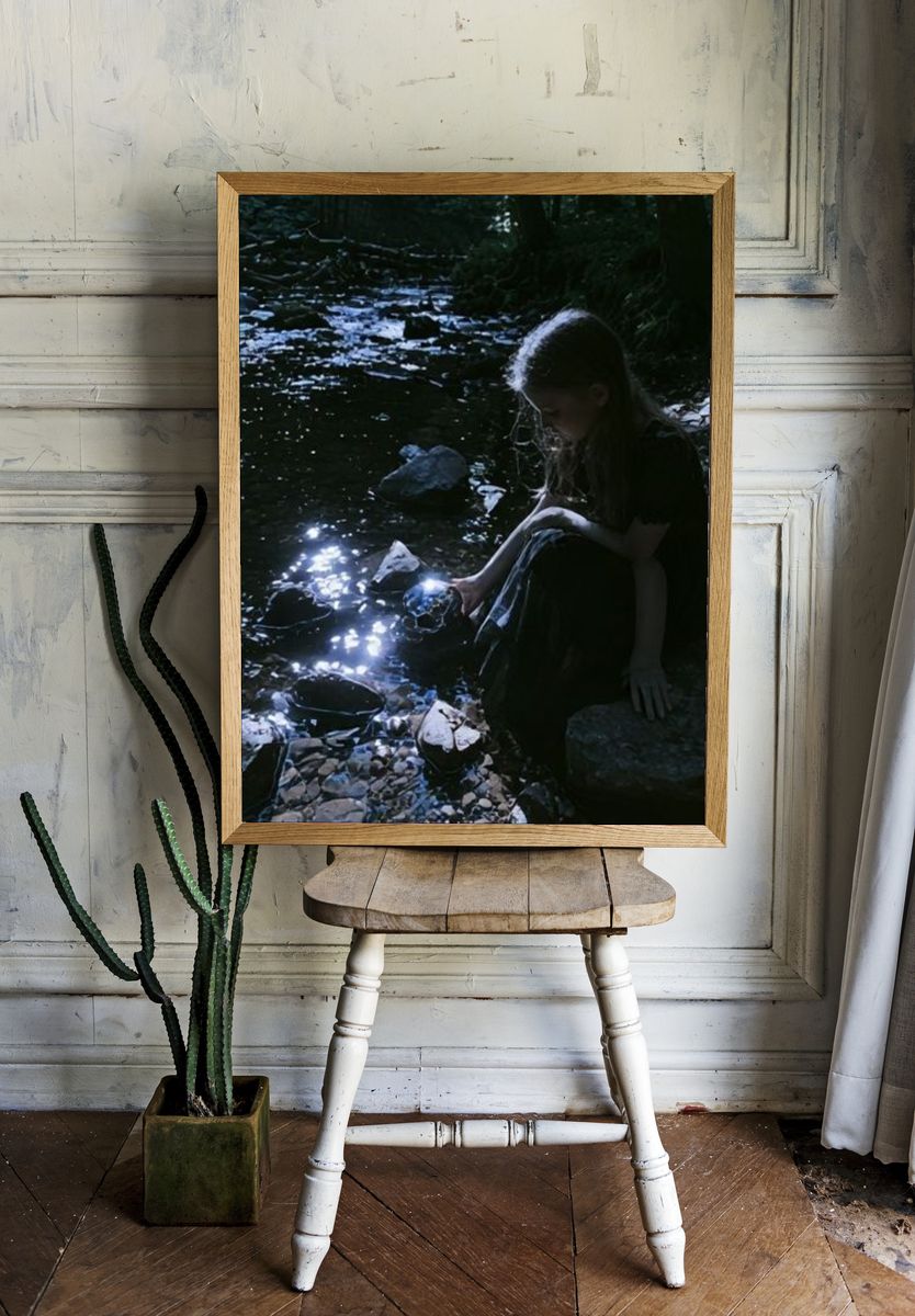 Girl by the Stream Photography Poster. room preview