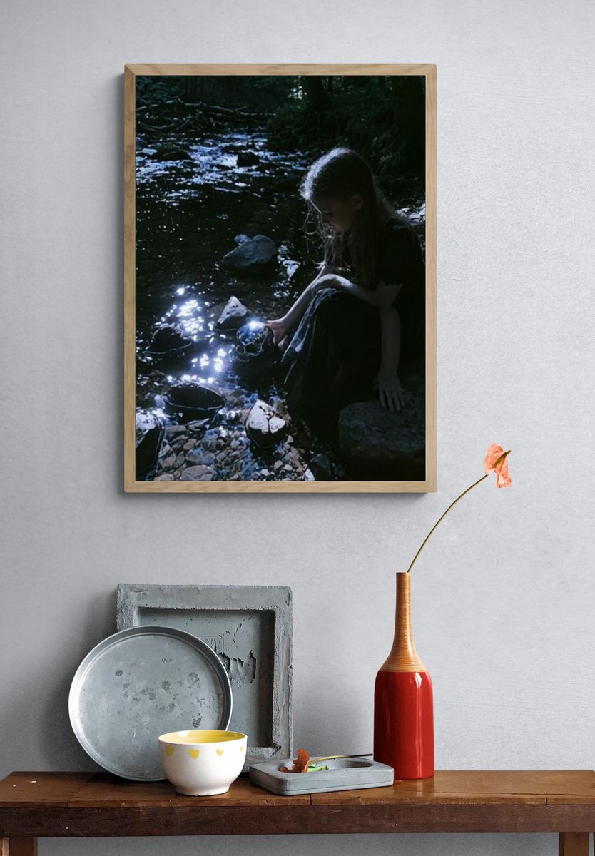 Girl by the Stream Photography Poster. — room view 3
