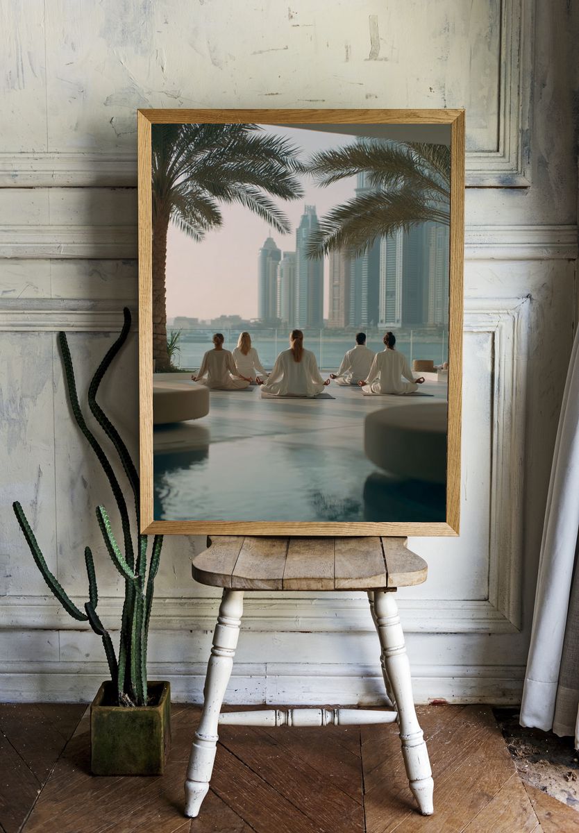Dubai Waterfront Yoga Photography Poster. — room view 1