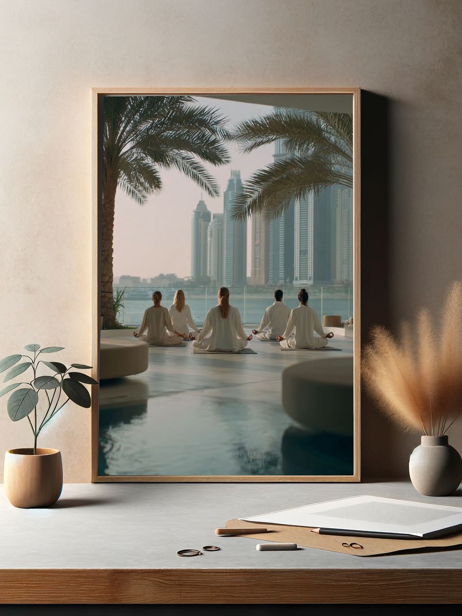 Dubai Waterfront Yoga Photography Poster. — room view 2