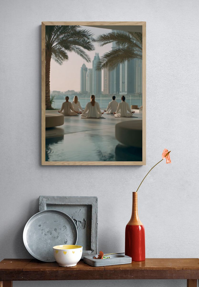 Dubai Waterfront Yoga Photography Poster. — room view 3