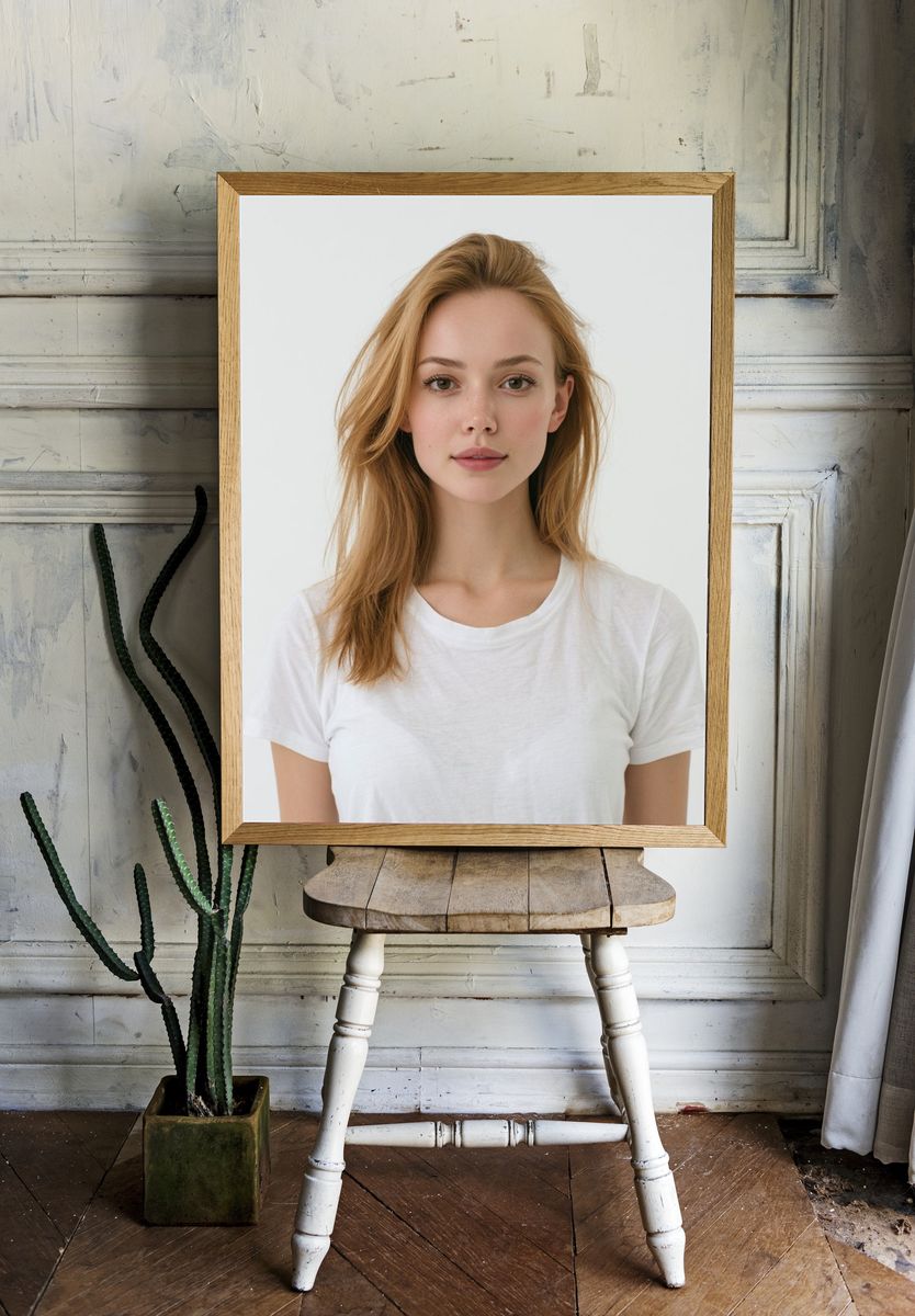 Minimalist Blonde Portrait Print. room preview