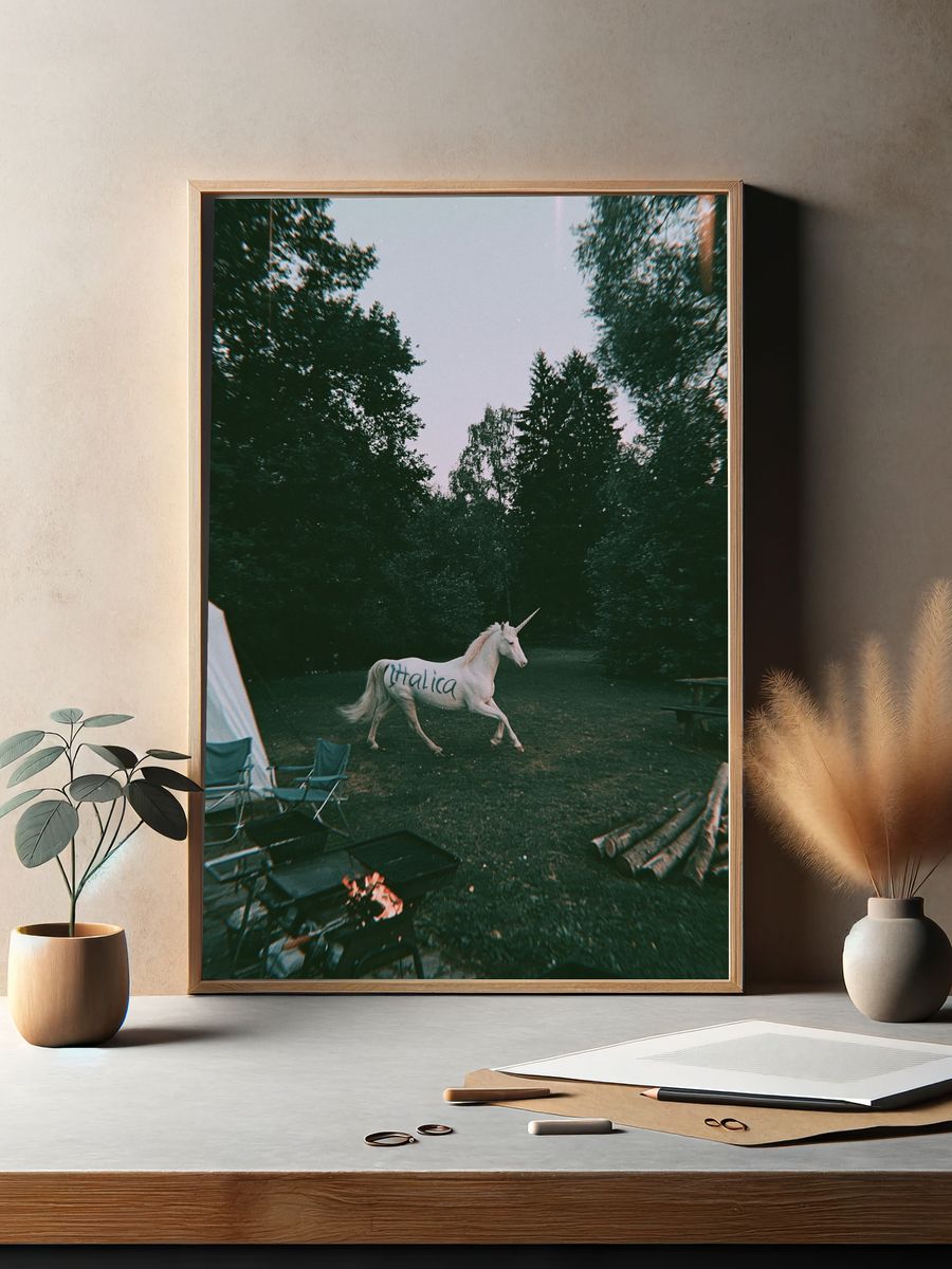 Unicorn in the Forest Photography Poster. — room view 2