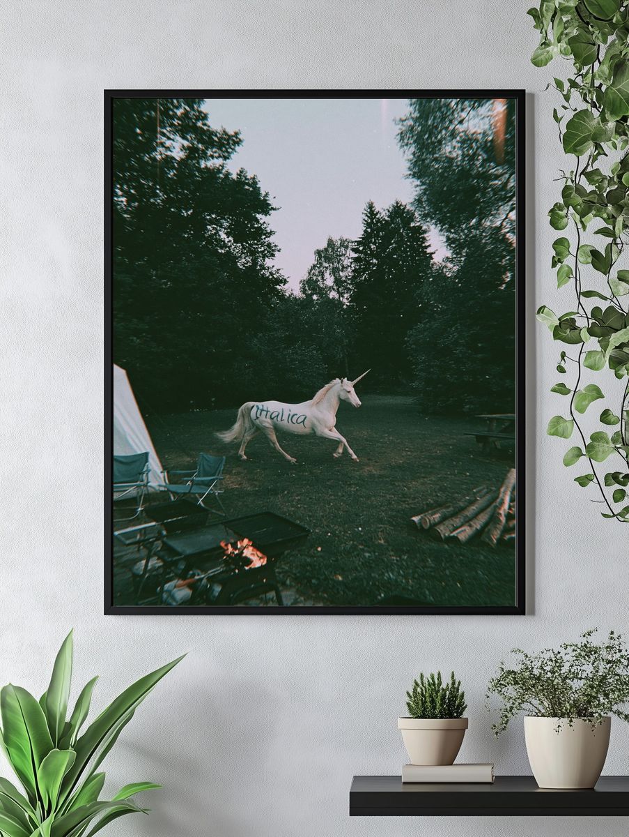 Unicorn in the Forest Photography Poster. — room view 4