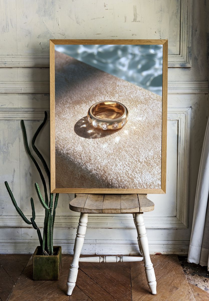 Gold Diamond Ring Photography Poster. room preview