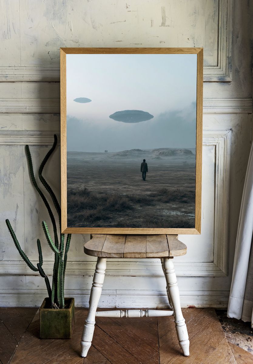 Misty Alien Landscape Photography Poster. — room view 1