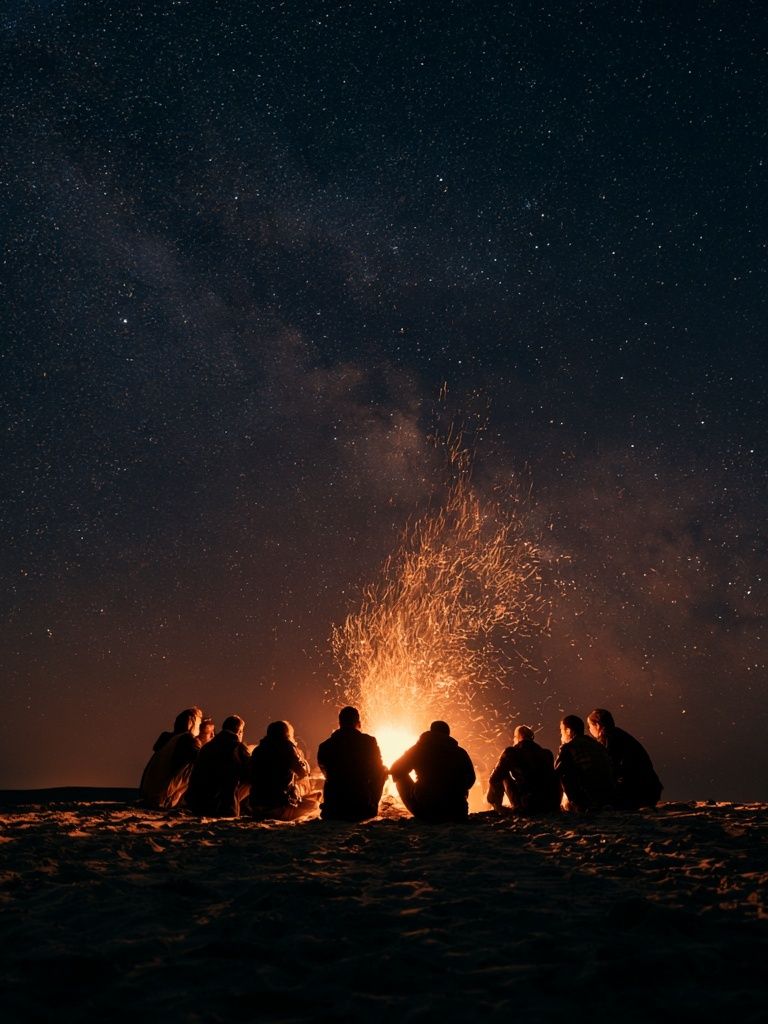 Campfire Under the Stars Photography Poster. poster detail