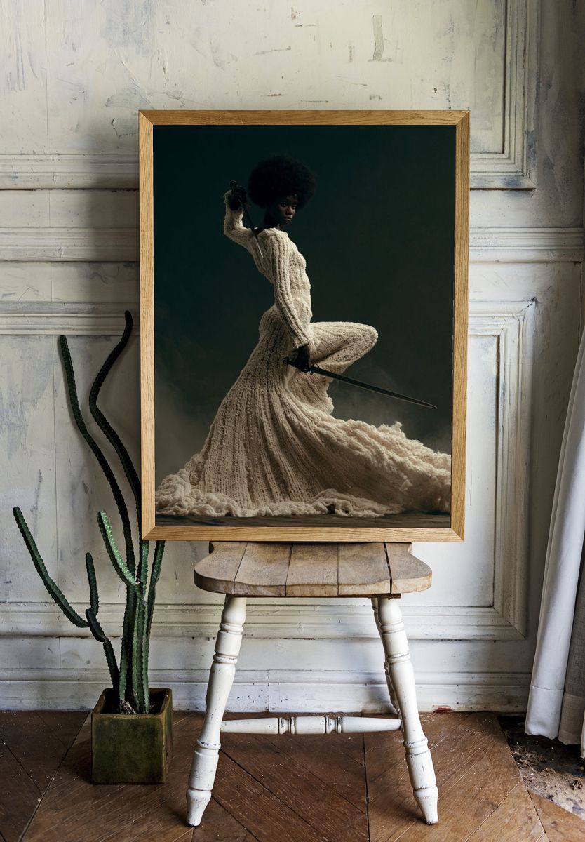 Afrofuturist Warrior Portrait Poster. room preview