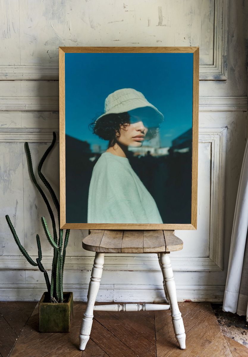 Bucket Hat Portrait Photography Poster. — room view 1