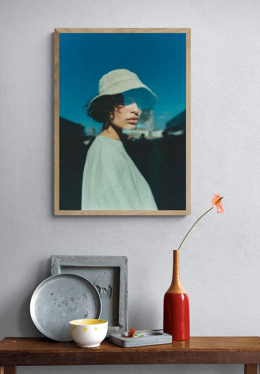 Bucket Hat Portrait Photography Poster. — room view 3