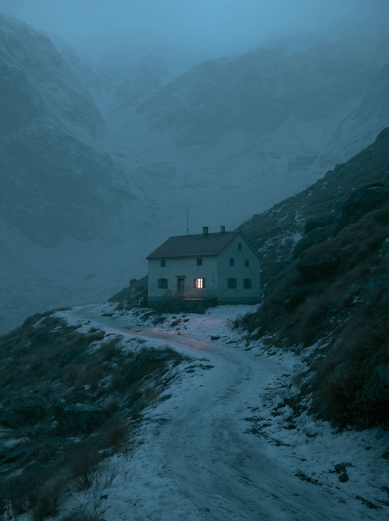 Misty Mountain Cabin Photography Poster. poster — photography art