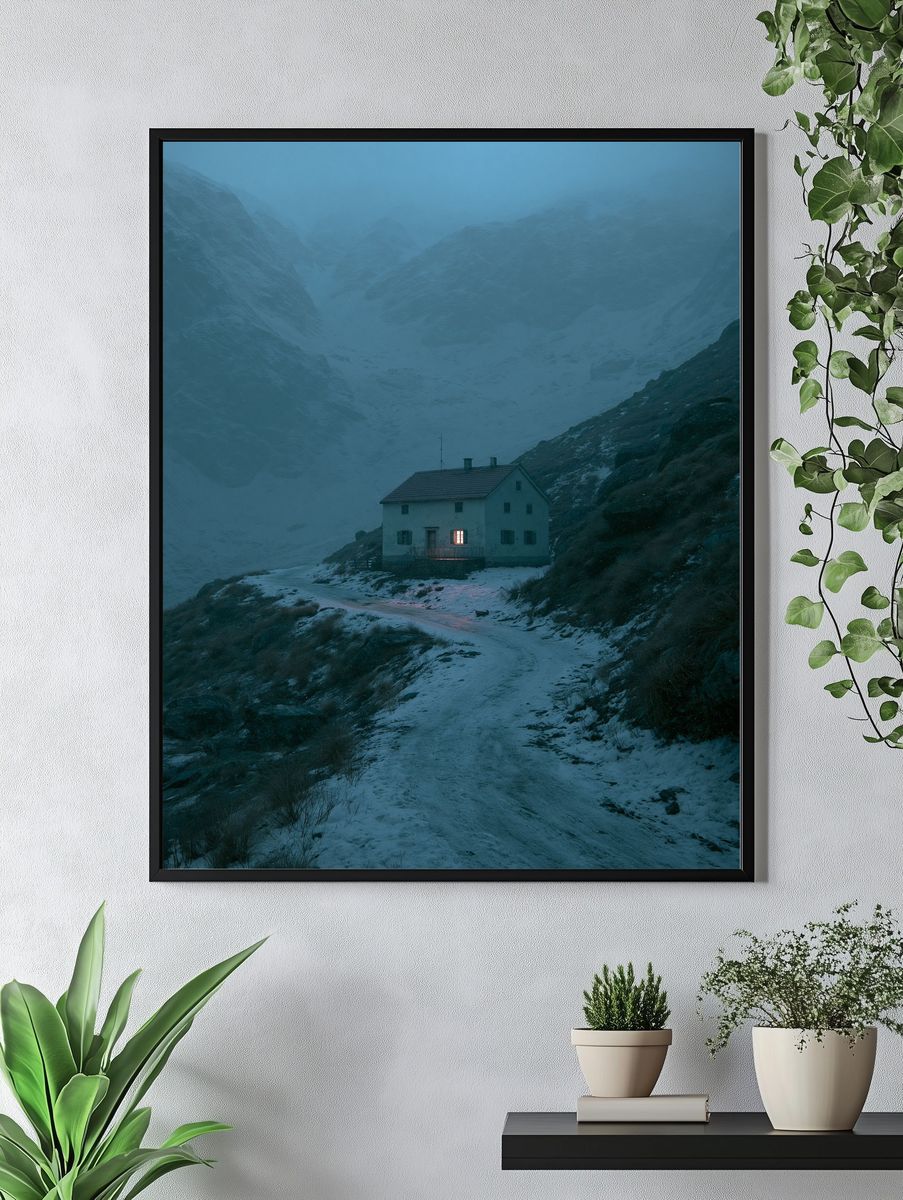 Misty Mountain Cabin Photography Poster. — room view 4