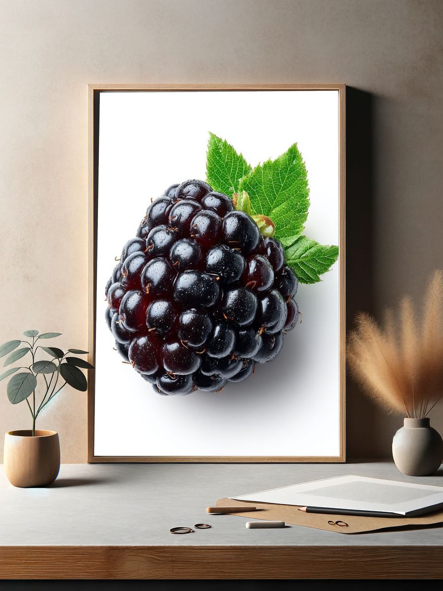 Blackberry Still Life Photography Poster. — room view 2