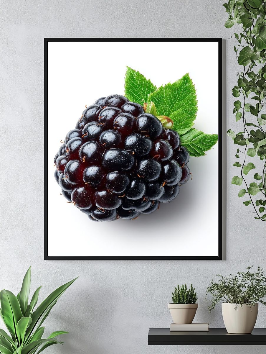 Blackberry Still Life Photography Poster. — room view 4