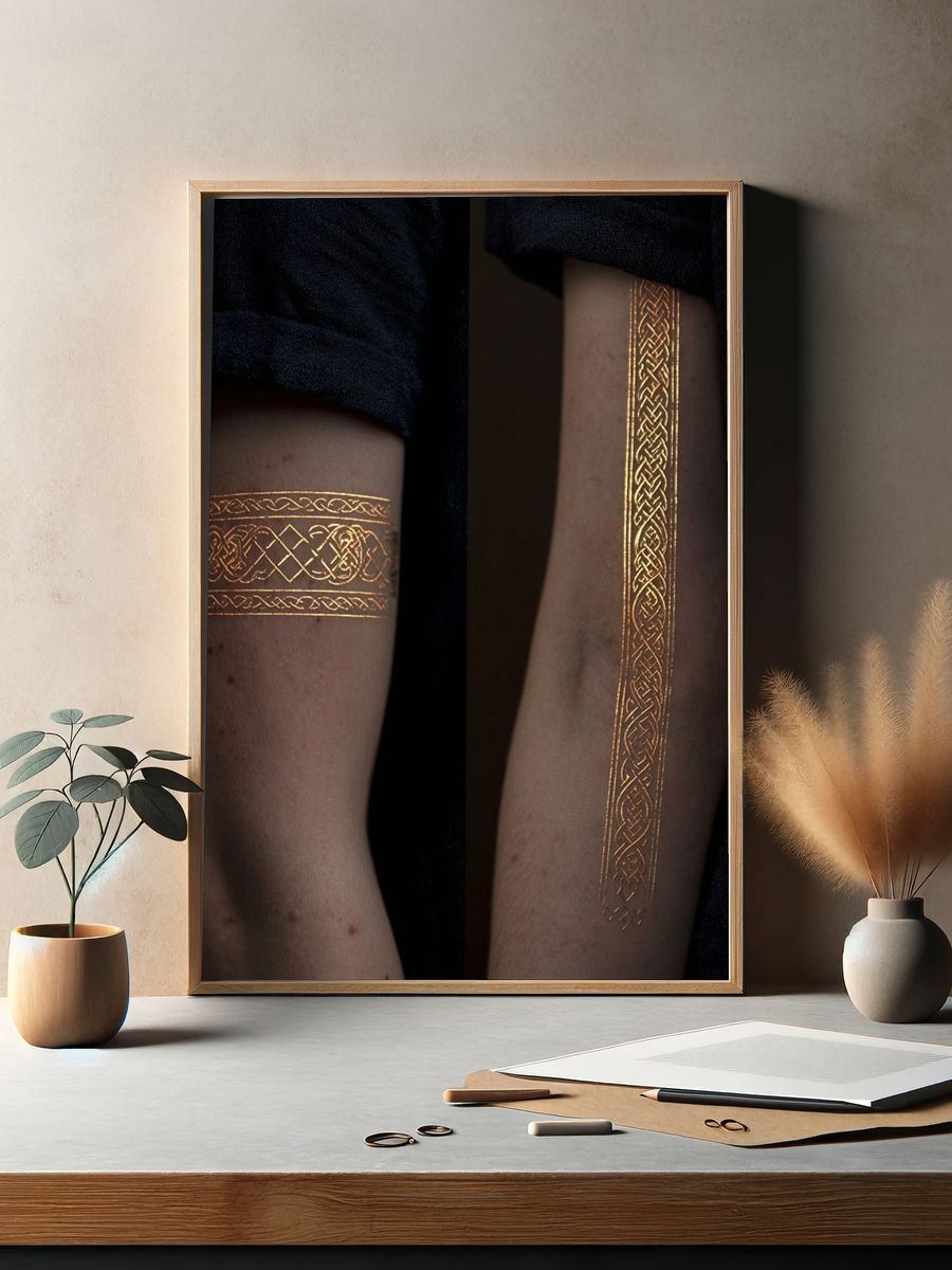 Golden Celtic Arm Bands Photography Print. — room view 2