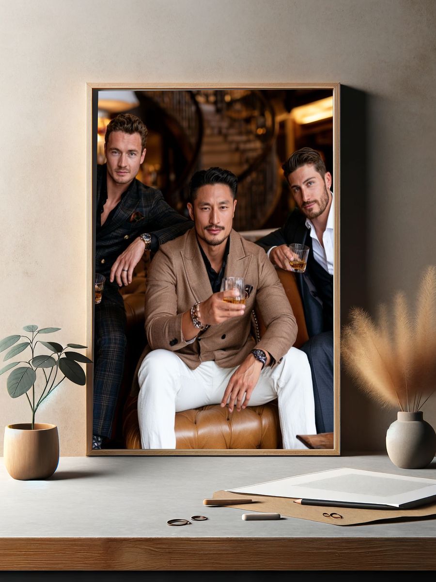 Luxury Men’s Lounge Portrait Print. — room view 2