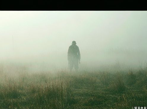 Foggy Lone Figure Photography Poster. poster — photography art