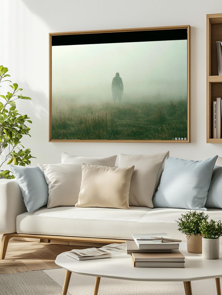 Foggy Lone Figure Photography Poster. — room view 2