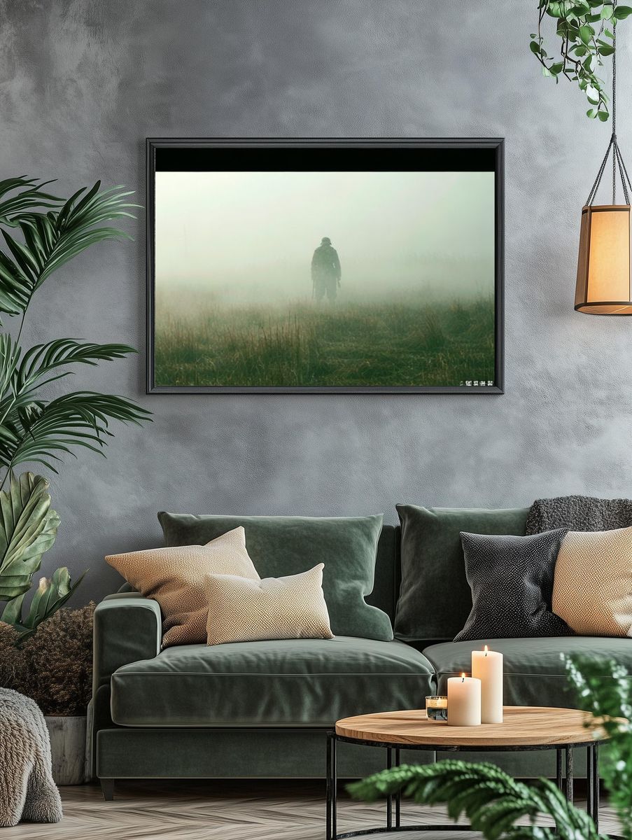 Foggy Lone Figure Photography Poster. — room view 4