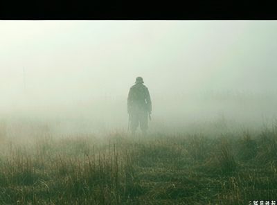 Foggy Lone Figure Photography Poster.