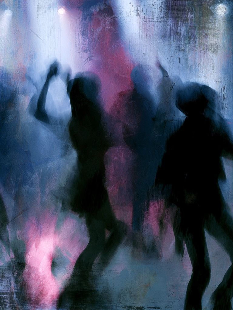 Neon Dance Silhouettes Photography Poster. poster — photography art