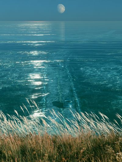 Moonlit Ocean Horizon Print.
