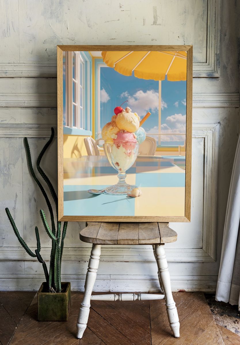 Pastel Ice Cream Sundae Photography Poster. — room view 1