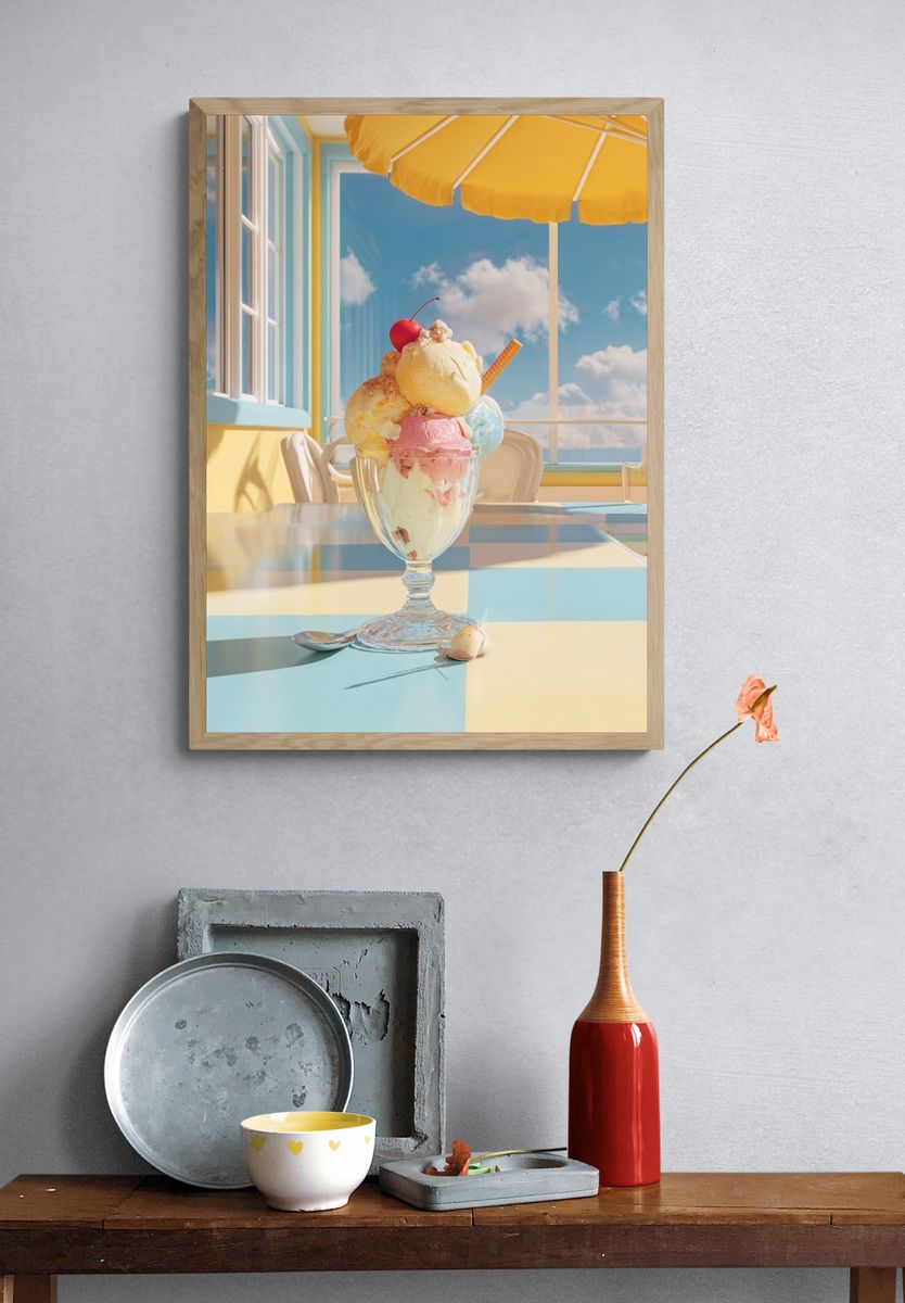 Pastel Ice Cream Sundae Photography Poster. — room view 3