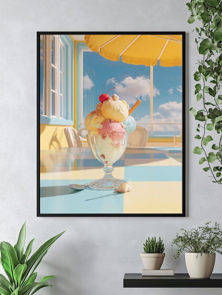 Pastel Ice Cream Sundae Photography Poster. — room view 4
