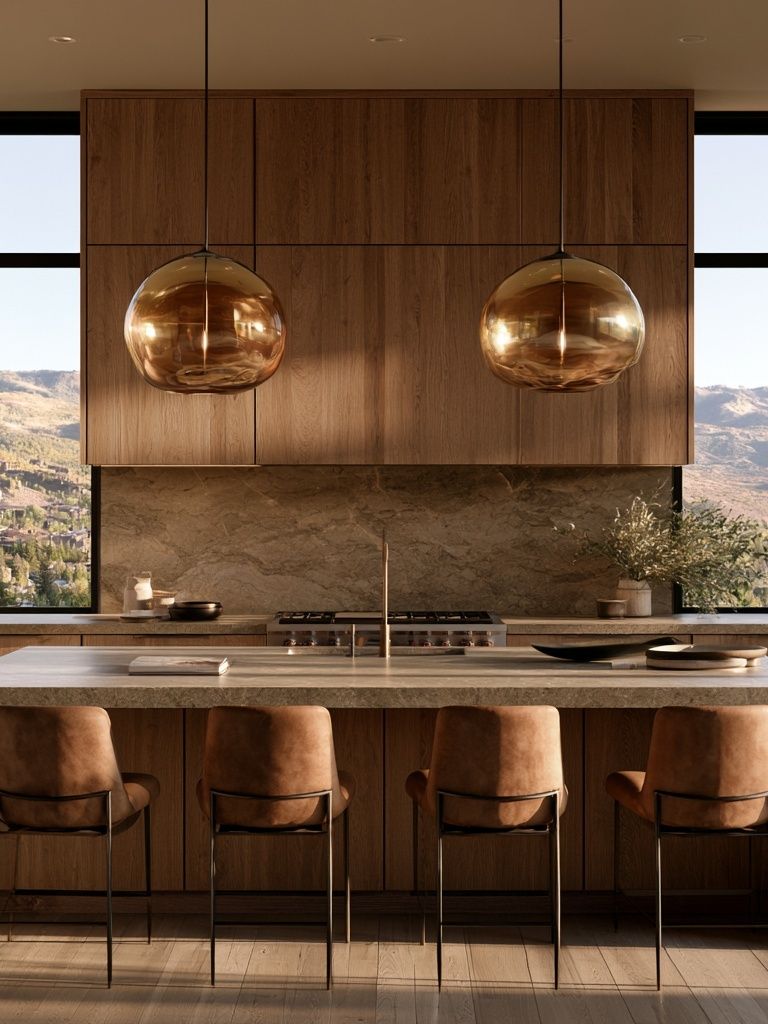 Modern Wood Kitchen Interior Print. poster — photography art