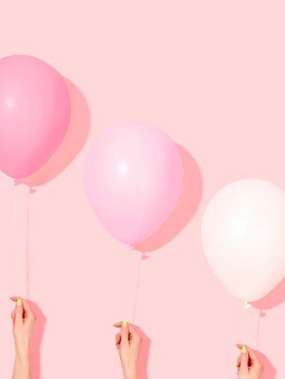 Ombre pink balloons. poster print