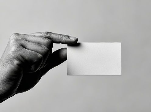 Hand Holding Blank Card Black-White Poster. poster detail
