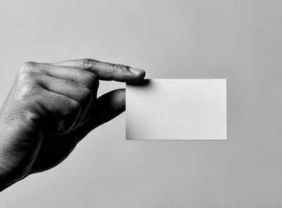 Hand Holding Blank Card Black-White Poster. poster