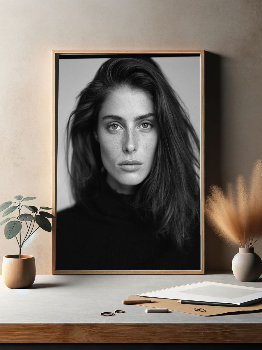 Monochrome Fashion Portrait Poster. — room view 2